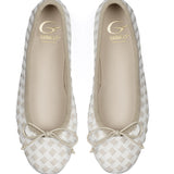 Ballerinas in beige and white weaving  calf leather