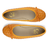 Ballerinas shoes | Orange woven calfskin leather