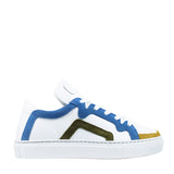 White sneaker with colored velor details