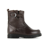 Brown Buffalo Leather Biker Boot with zip