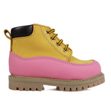 Toddler Ankle Boots in mais nabuk and pink rubber detail